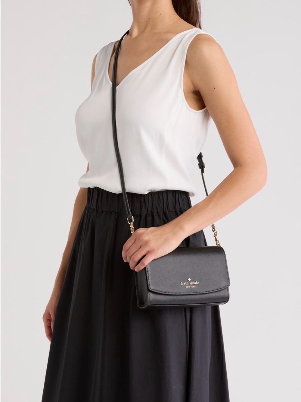 Kate Spade Black Leather Crossbody with Gold Hardware